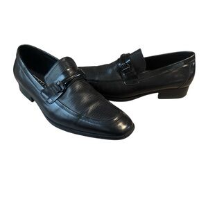 Sleek Black Leather Slip-On Loafers